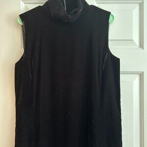 Theory Black Strech-Velvet Sleeveless Midi Dress